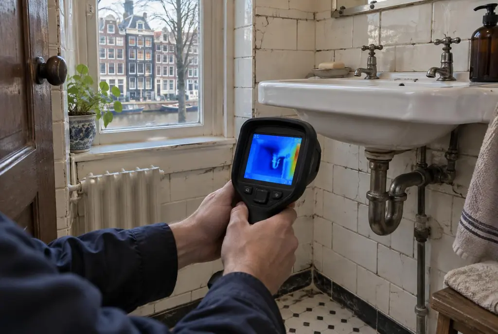 Lekdetectie Emst – badkamer met oude leidingen achter de tegels