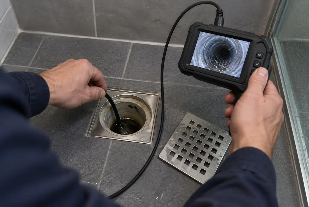 Lekdetectie Emst – endoscoop-inspectie in een douchegoot