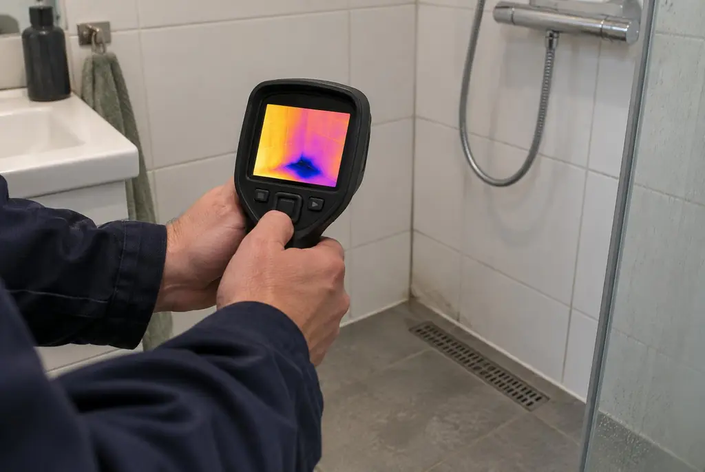 Lekdetectie Emst – lekdetectiespecialist met warmtebeeldcamera in een badkamer