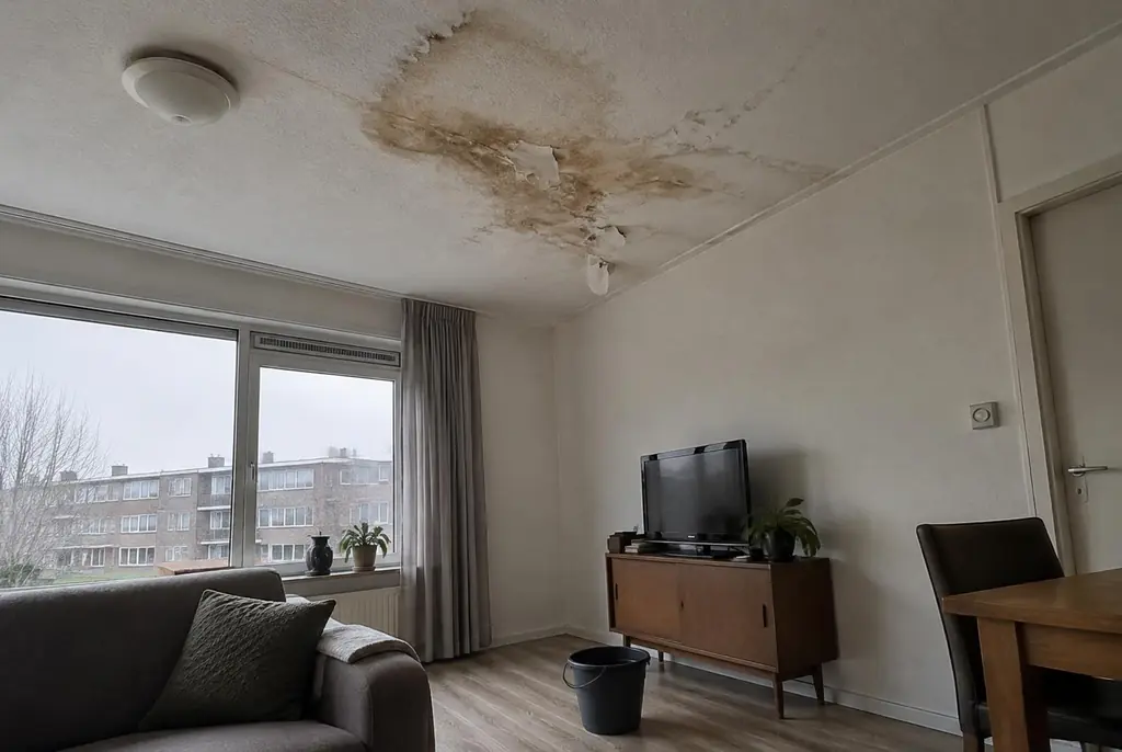 Lekdetectie Emst – vochtplek op het plafond onder een badkamer